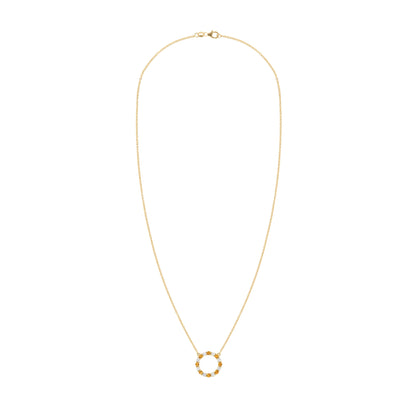 Rosecliff Circle Diamond & Citrine Necklace in 14k Gold (November)