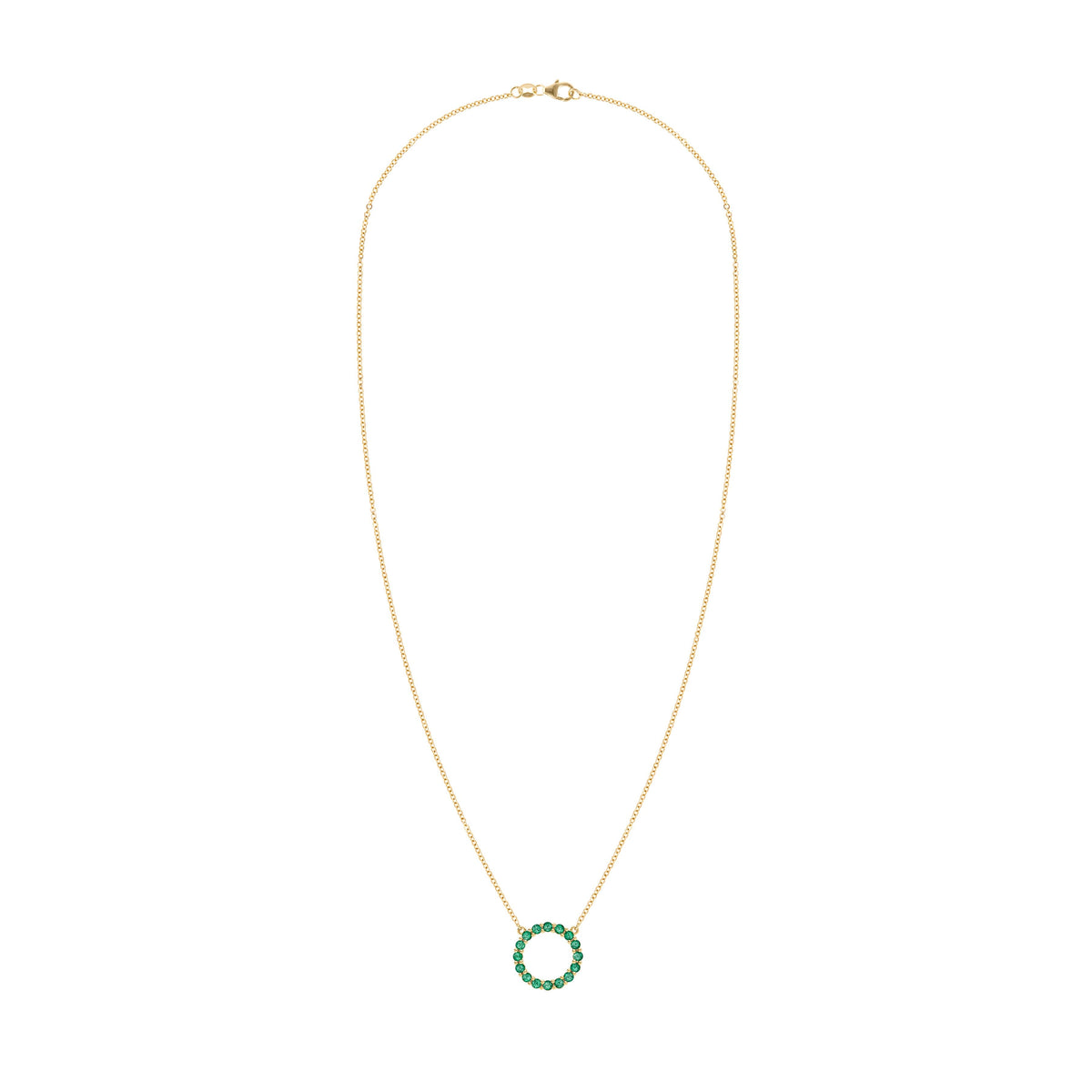 Rosecliff Circle Emerald Necklace in 14k Gold (May)