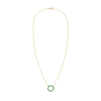 Rosecliff Circle Emerald Necklace in 14k Gold (May)