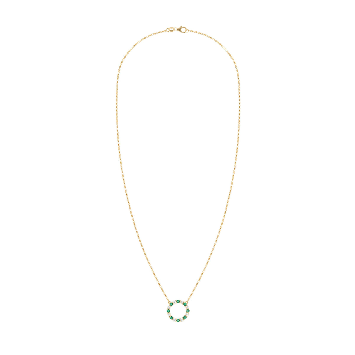 Rosecliff Circle Diamond & Emerald Necklace in 14k Gold (May)