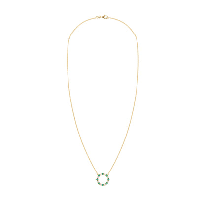 Rosecliff Circle Diamond & Emerald Necklace in 14k Gold (May)