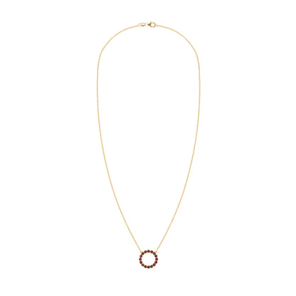 Rosecliff Circle Garnet Necklace in 14k Gold (January)
