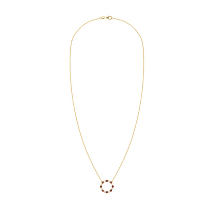 Rosecliff Circle Diamond & Garnet Necklace in 14k Gold (January)