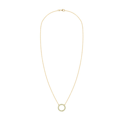 Rosecliff Circle Peridot Necklace in 14k Gold (August)