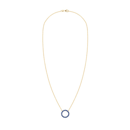 Rosecliff Circle Sapphire Necklace in 14k Gold (September)