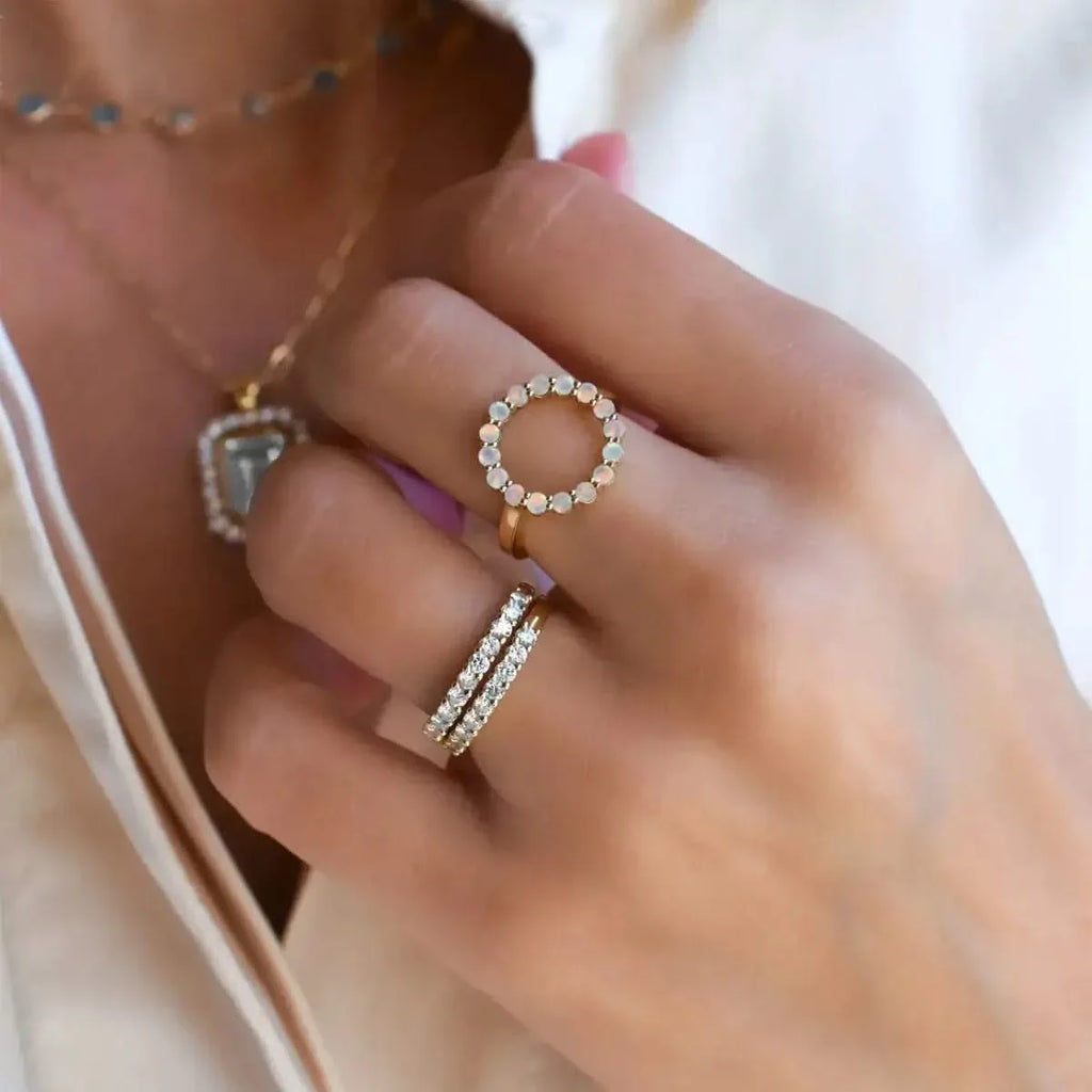 Rosecliff Circle Opal Ring in 14k Gold (October)