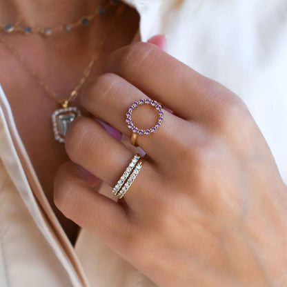 Rosecliff Circle Amethyst Ring in 14k Gold (February)
