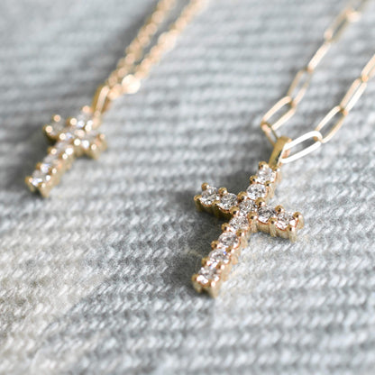 Rosecliff Small Cross Sapphire Pendant in 14k Gold (September)