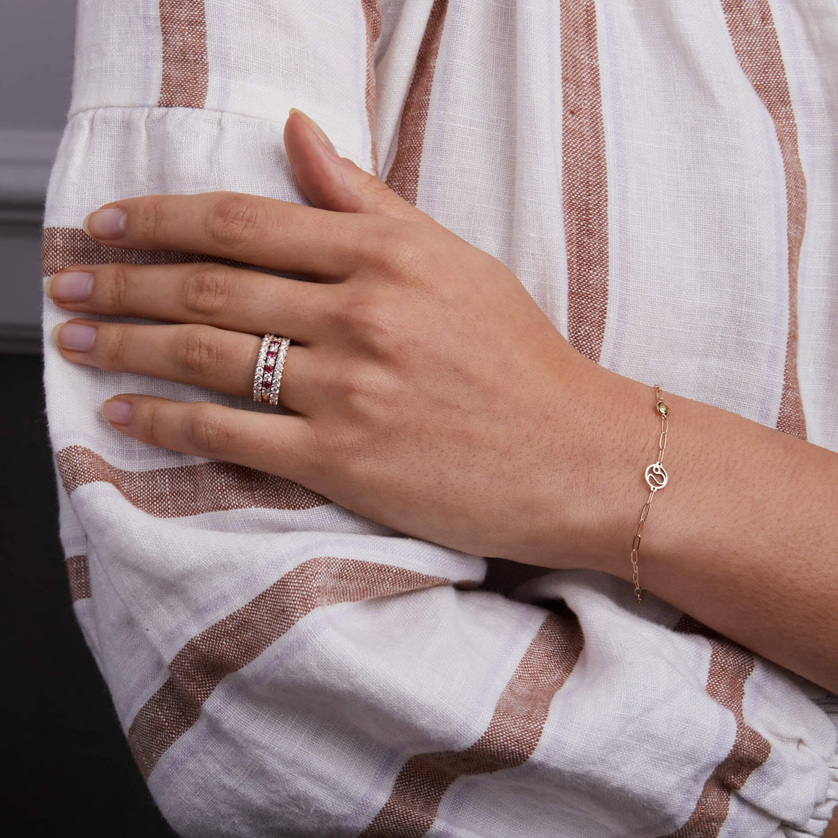 Rosecliff Diamond & Ruby Stackable Ring in 14k Gold (July)
