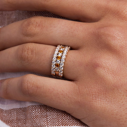 Rosecliff Diamond & Citrine Stackable Ring in 14k Gold (November)