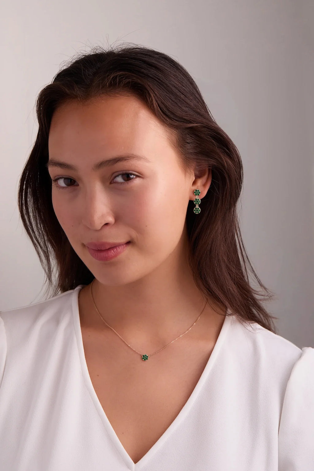 Rosecliff Emerald Drop Earrings in 14k Gold (May)