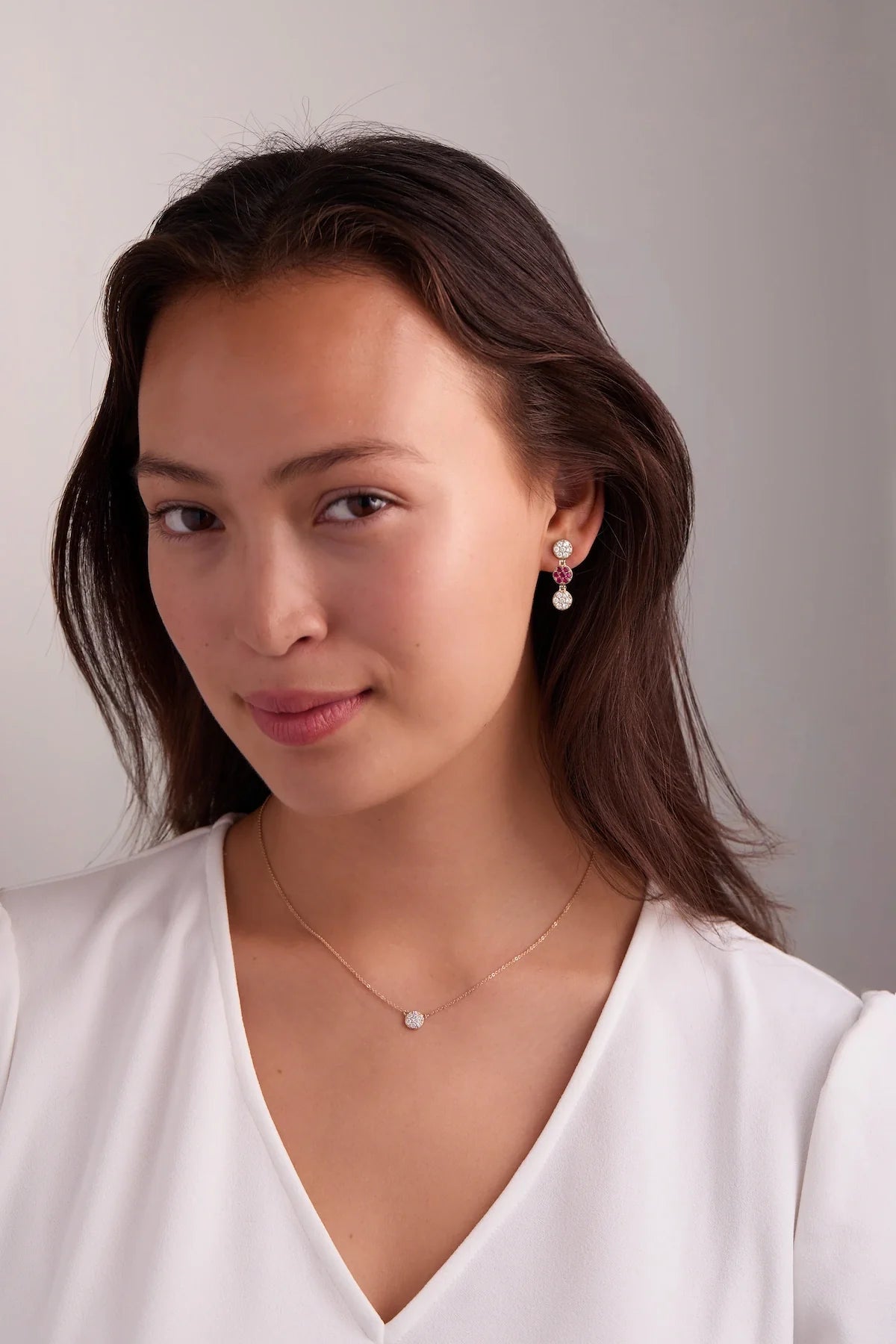Rosecliff Diamond & Ruby Drop Earrings in 14k Gold (July)