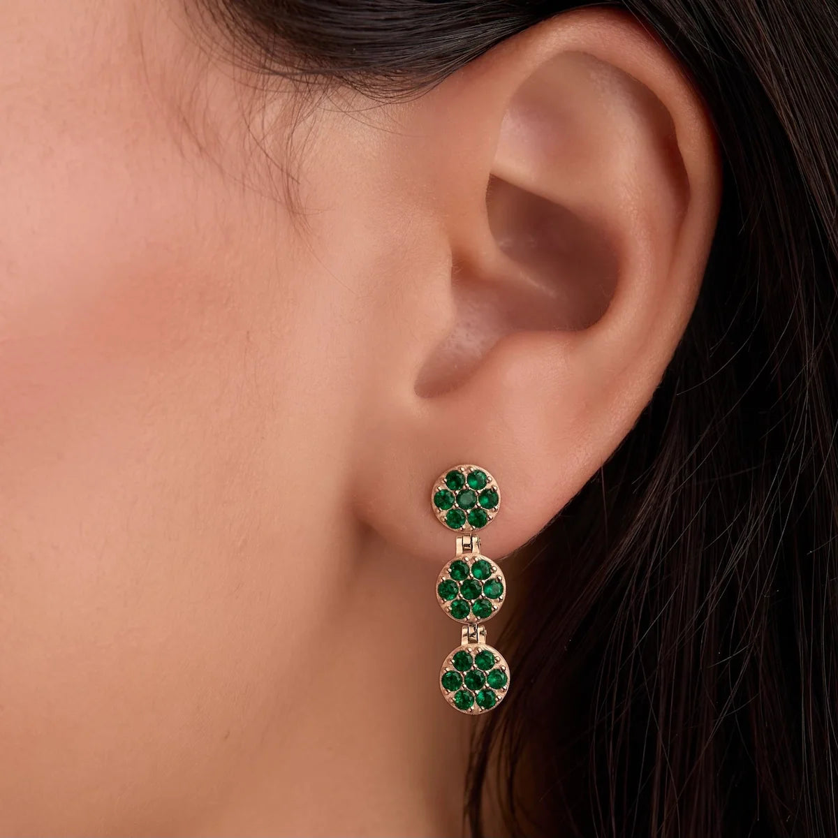 Rosecliff Emerald Drop Earrings in 14k Gold (May)