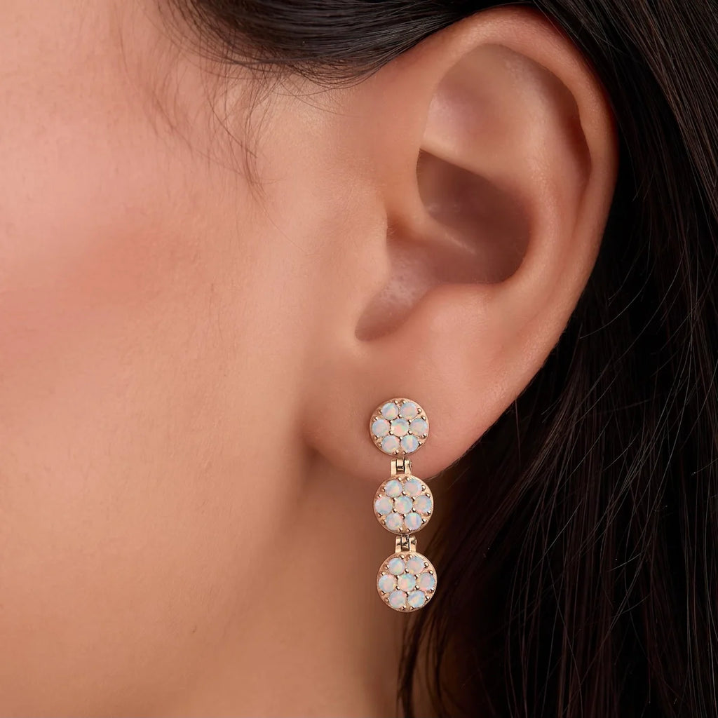 Rosecliff Opal Drop Earrings in 14k Gold (October)