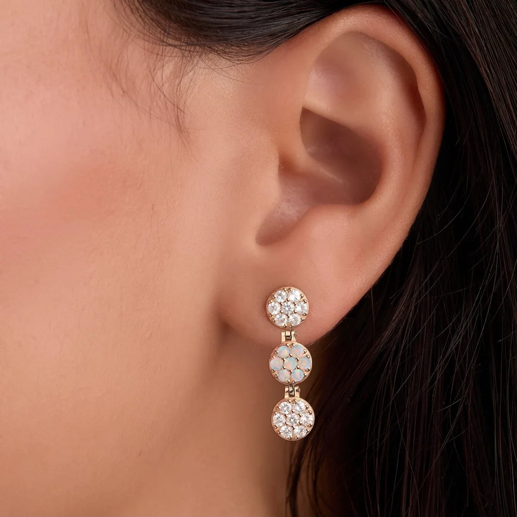 Rosecliff Diamond & Opal Drop Earrings in 14k Gold (October)