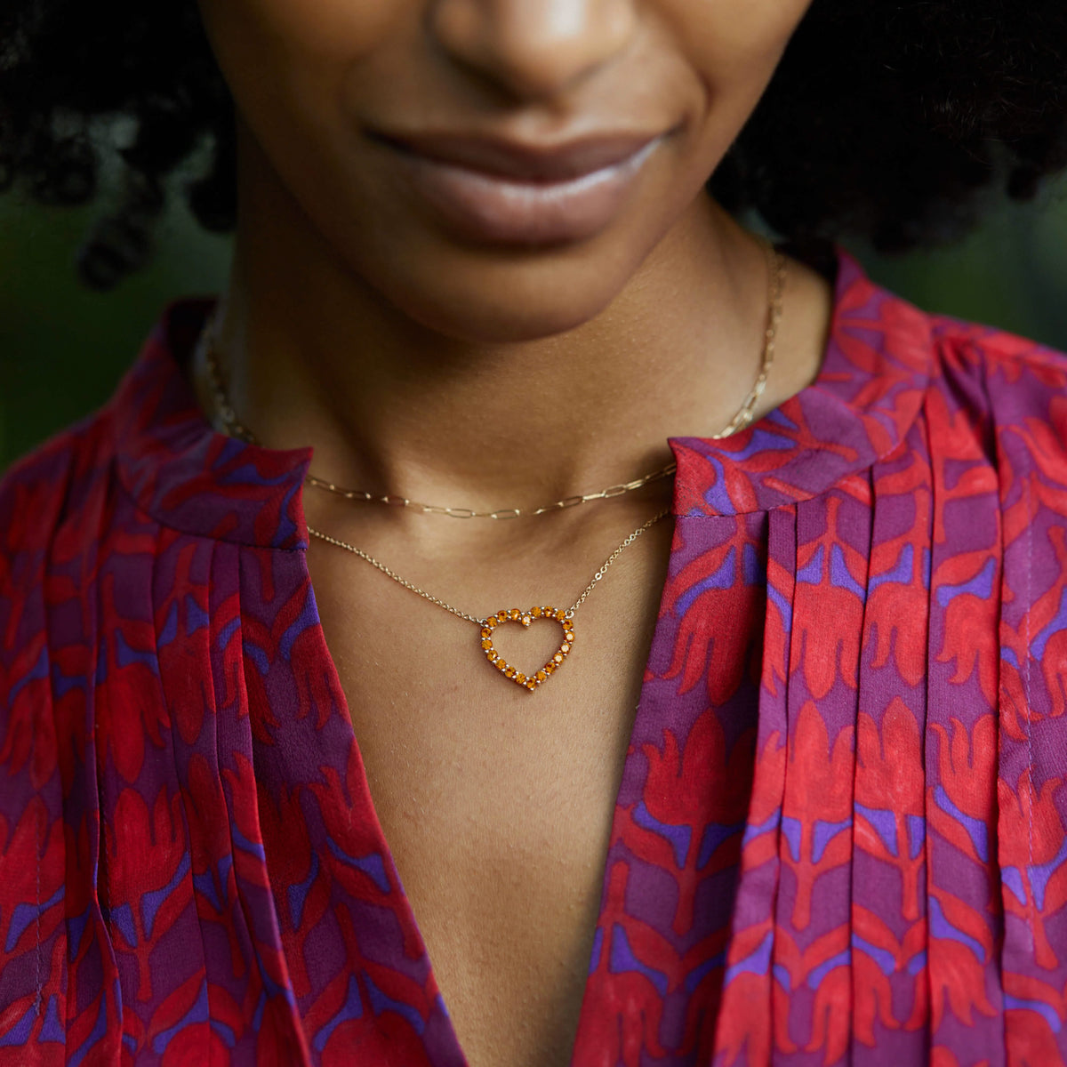 Rosecliff Heart Citrine Necklace in 14k Gold (November)
