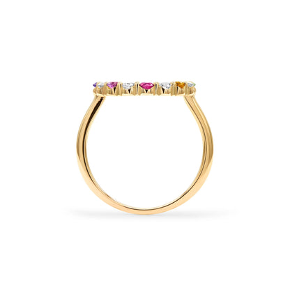 Rainbow Rosecliff Circle Ring with Diamonds in 14k Gold
