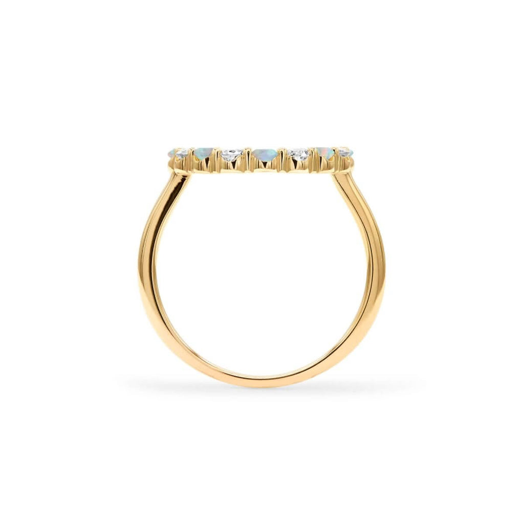 Rosecliff Circle Diamond & Opal Ring in 14k Gold (October)