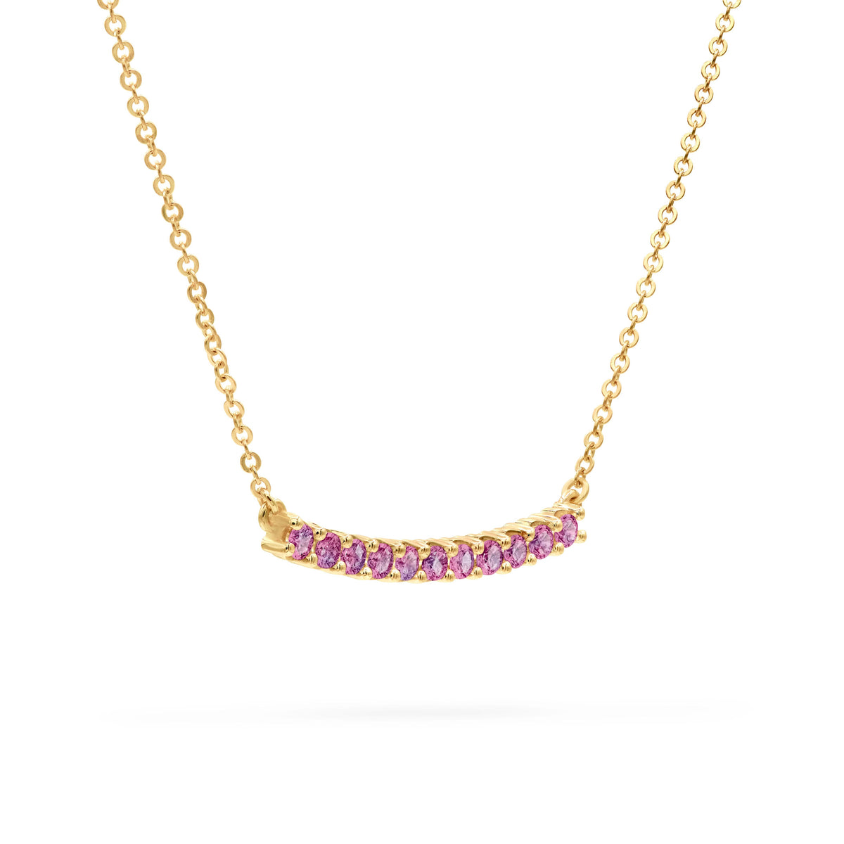 Rosecliff Pink Sapphire Bar Necklace in 14k Gold (October)