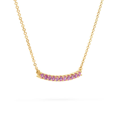 Rosecliff Pink Sapphire Bar Necklace in 14k Gold (October)