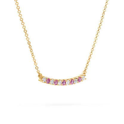 Rosecliff Diamond & Pink Sapphire Bar Necklace in 14k Gold (October)