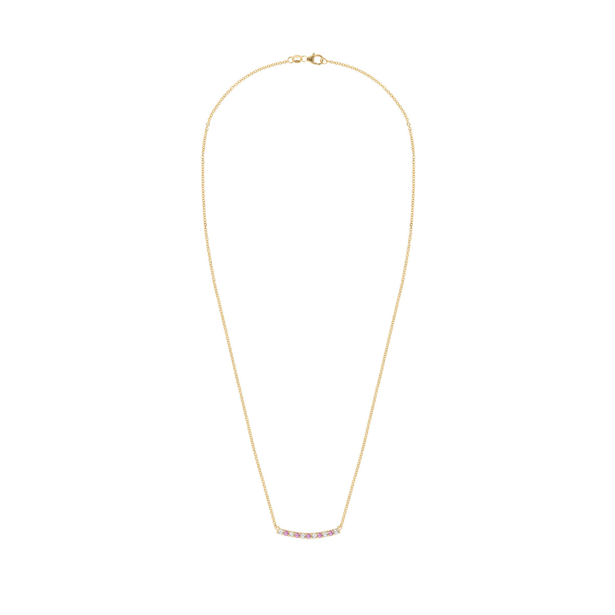 Rosecliff Diamond & Pink Sapphire Bar Necklace in 14k Gold (October)