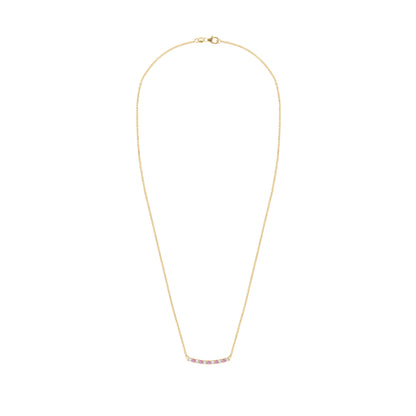 Rosecliff Diamond & Pink Sapphire Bar Necklace in 14k Gold (October)