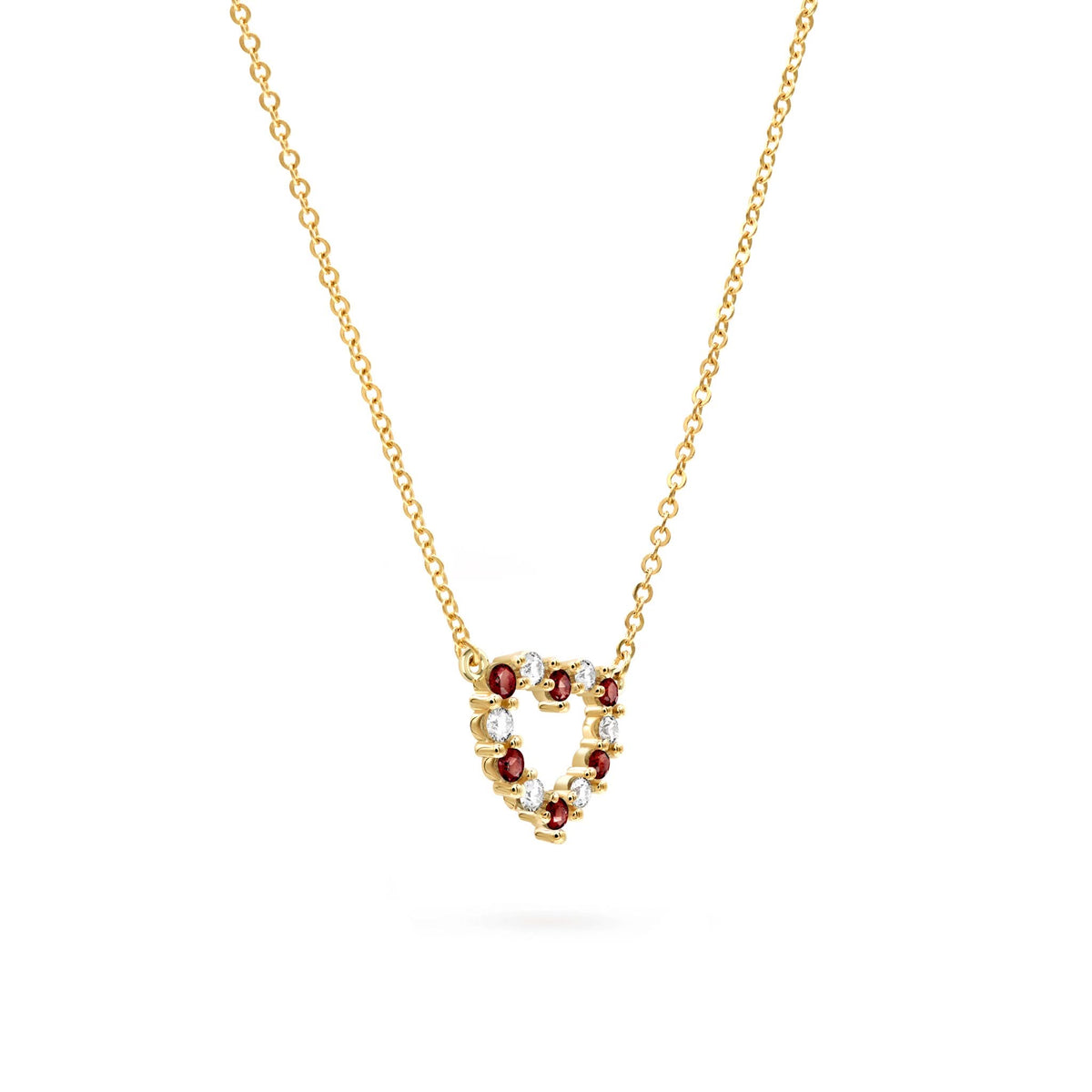 Rosecliff Small Heart Diamond & Garnet Necklace in 14k Gold (January)
