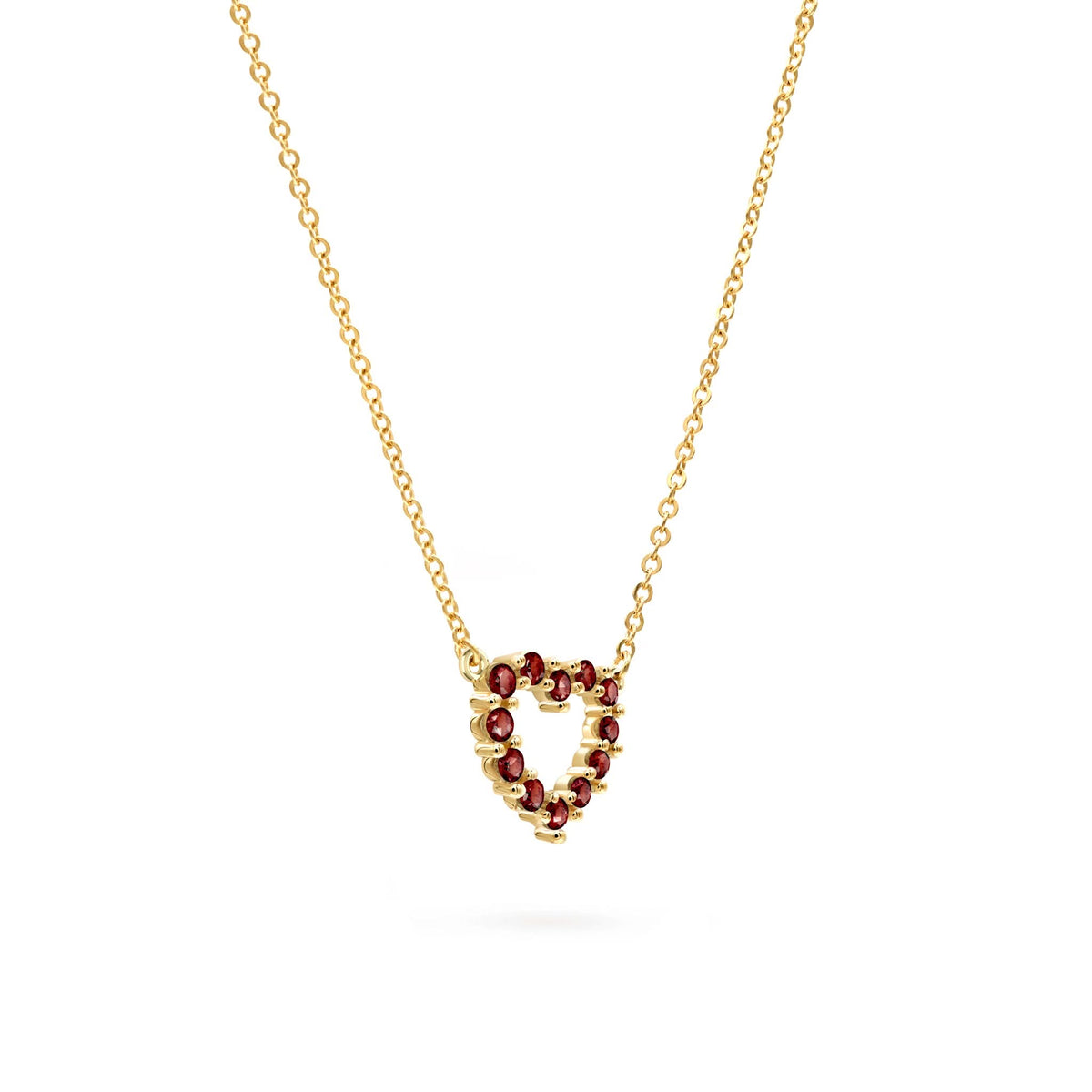 Rosecliff Small Heart Garnet Necklace in 14k Gold (January)