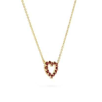 Rosecliff Small Heart Garnet Necklace in 14k Gold (January)