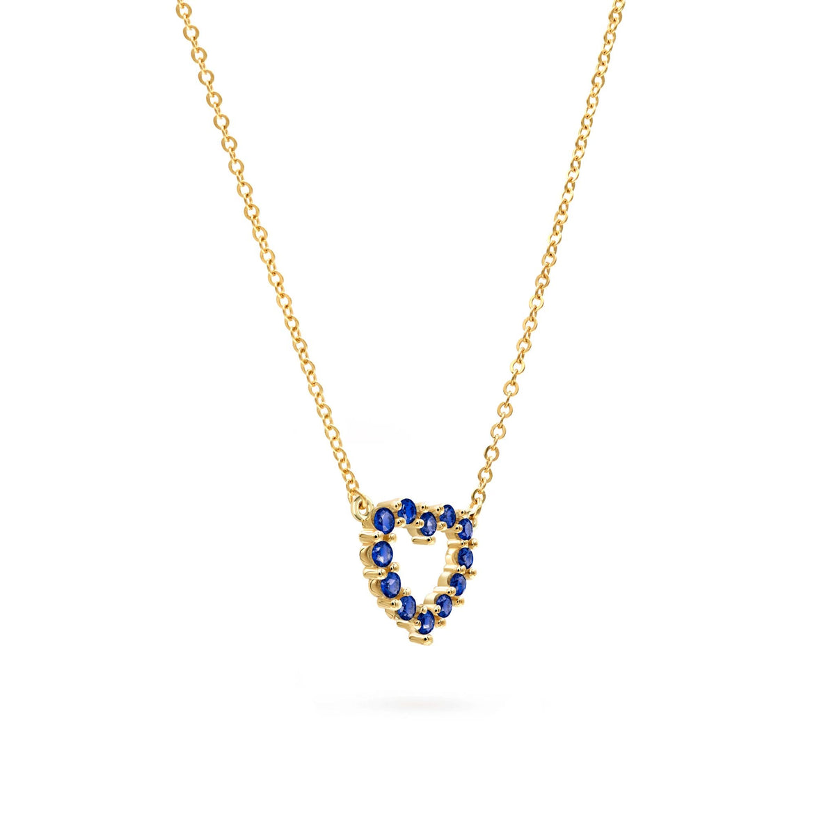 Rosecliff Small Heart Sapphire Necklace in 14k Gold (September)