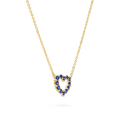 Rosecliff Small Heart Sapphire Necklace in 14k Gold (September)