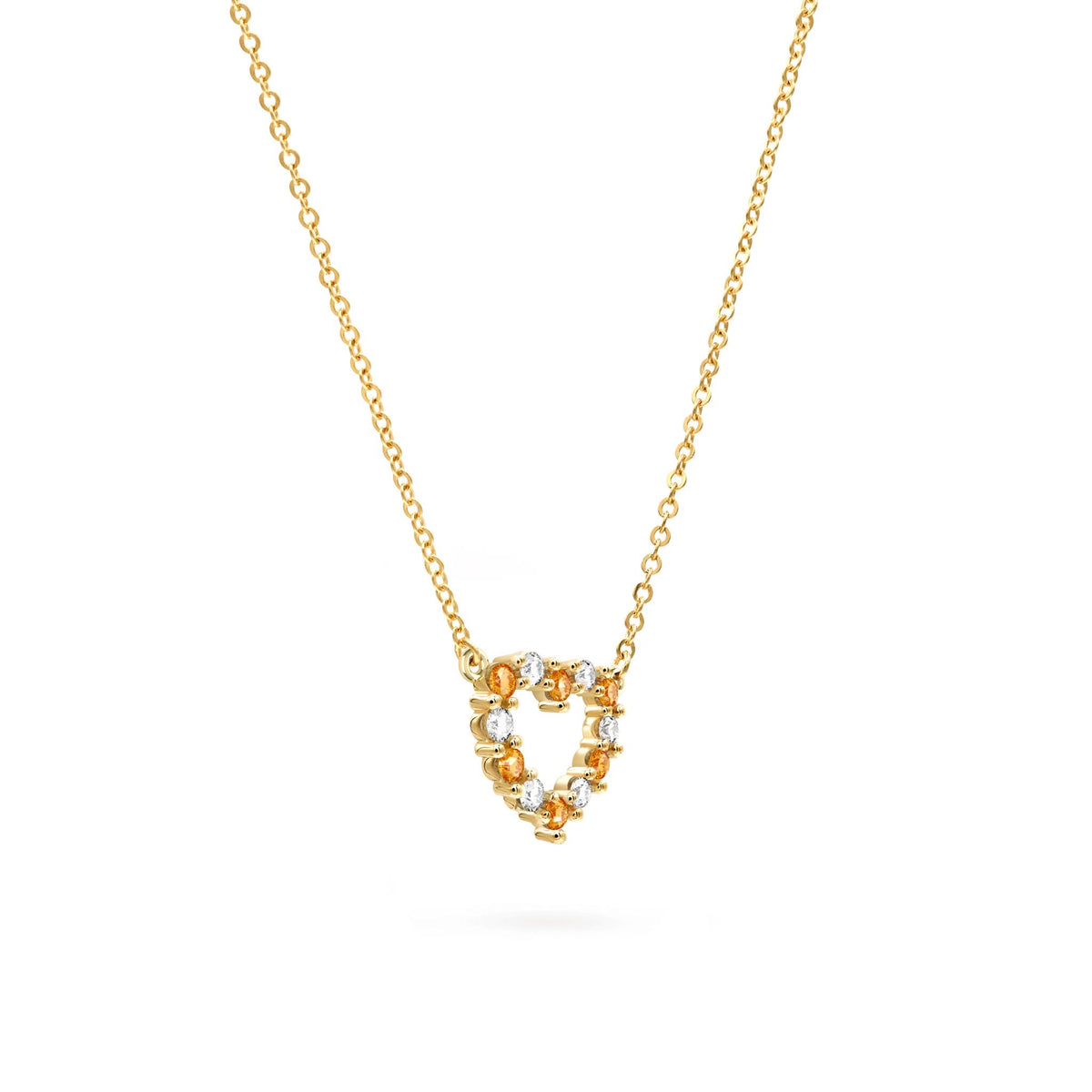 Rosecliff Small Heart Diamond & Citrine Necklace in 14k Gold (November)