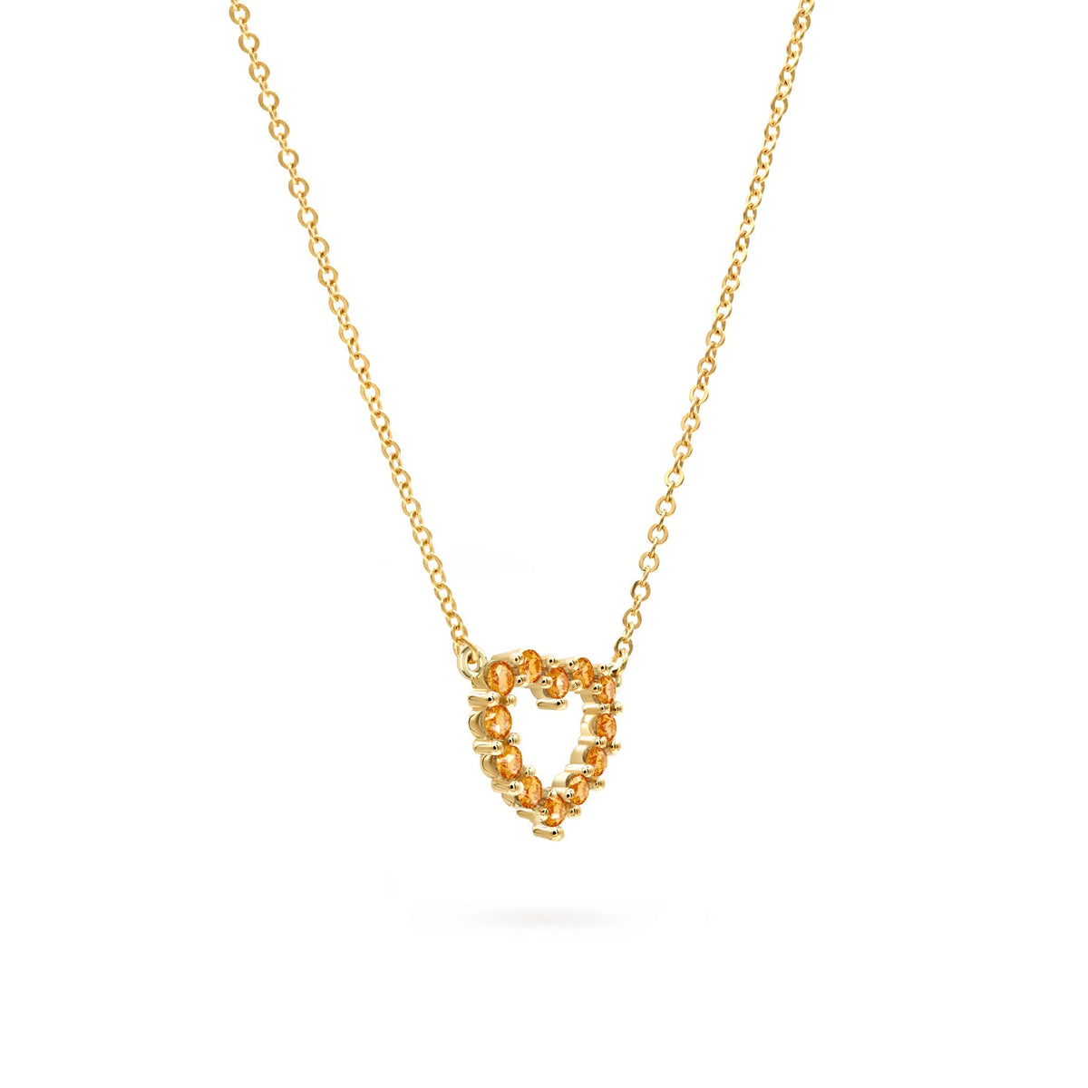 Rosecliff Small Heart Citrine Necklace in 14k Gold (November)