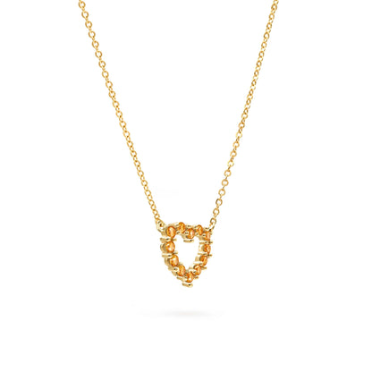 Rosecliff Small Heart Citrine Necklace in 14k Gold (November)
