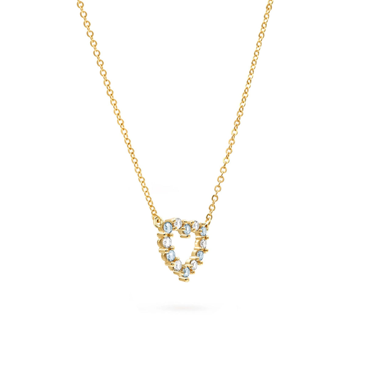 Rosecliff Small Heart Diamond & Nantucket Blue Topaz Necklace in 14k Gold (December)
