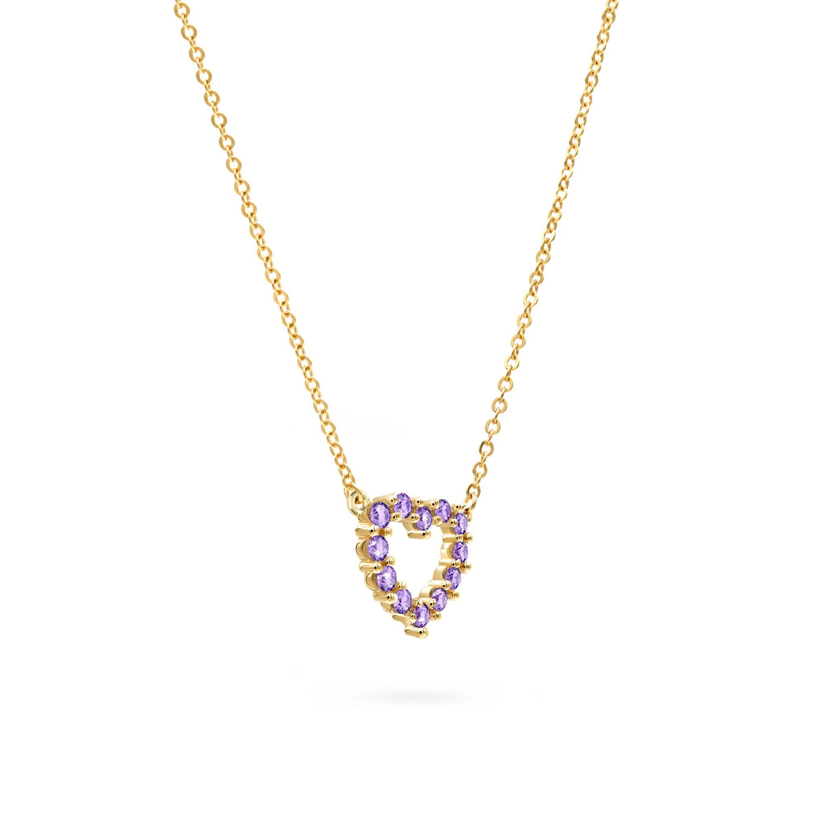 Rosecliff Small Heart Amethyst Necklace in 14k Gold (February)