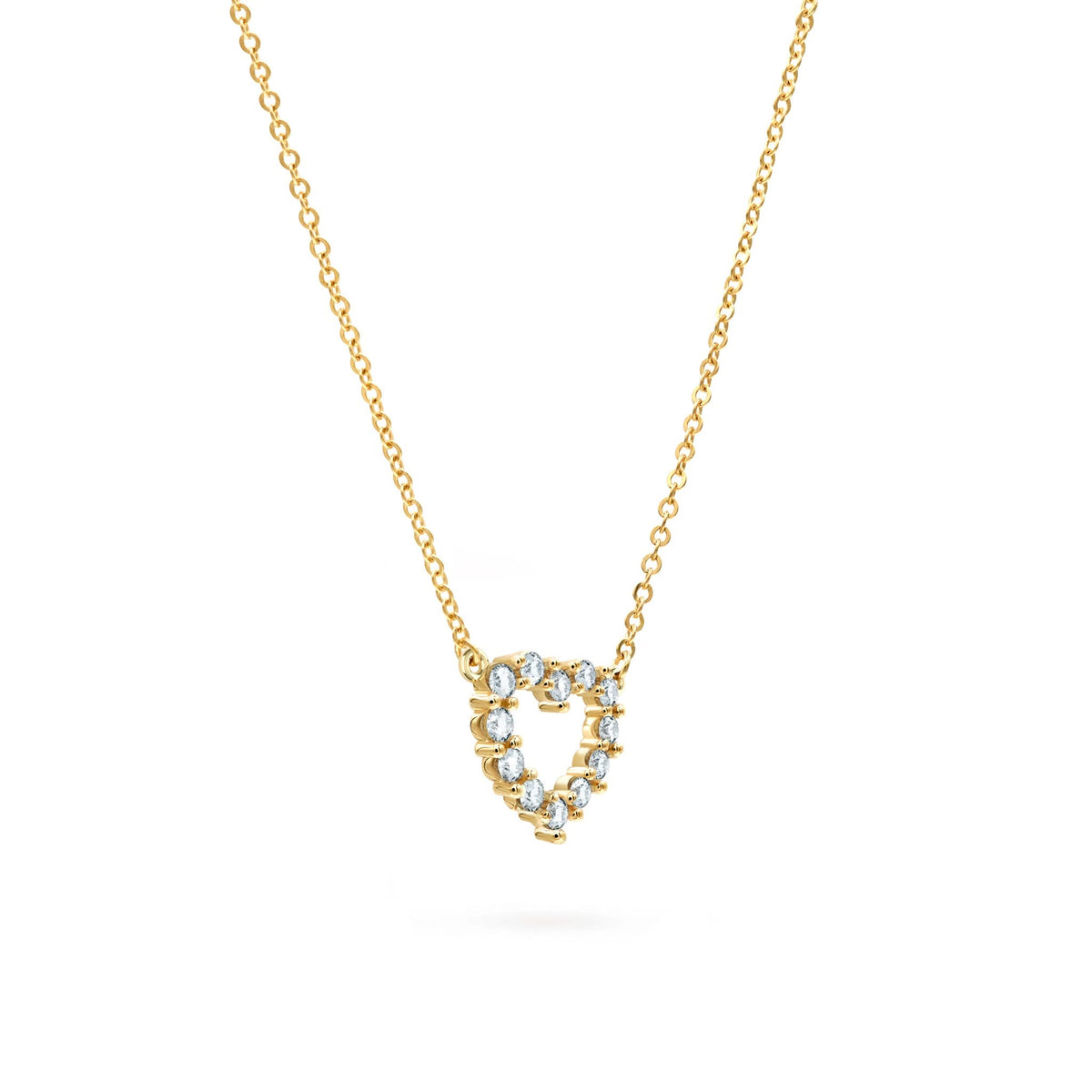 Rosecliff Small Heart Aquamarine Necklace in 14k Gold (March)