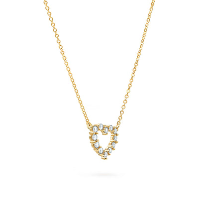 Rosecliff Small Heart Aquamarine Necklace in 14k Gold (March)