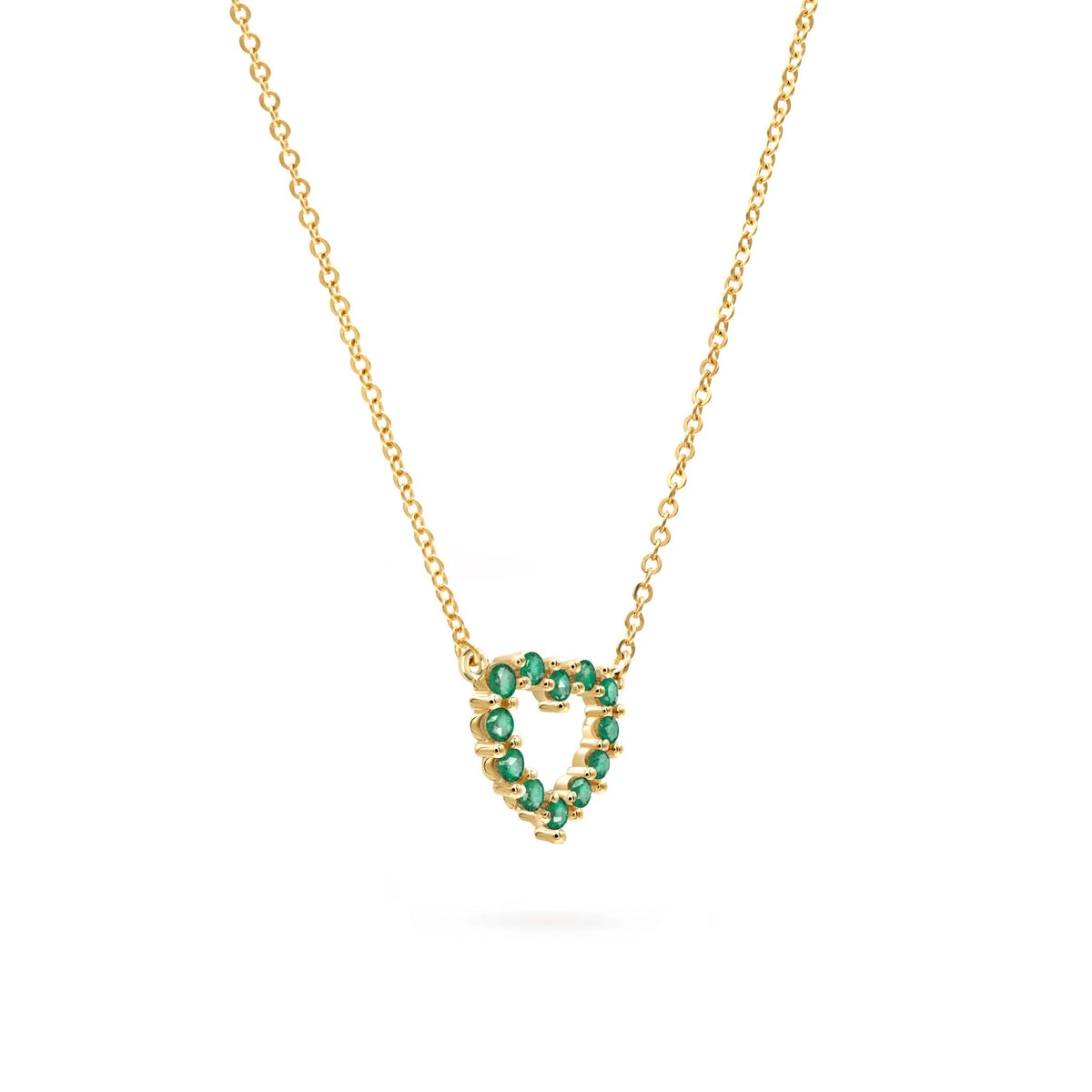 Rosecliff Small Heart Emerald Necklace in 14k Gold (May)
