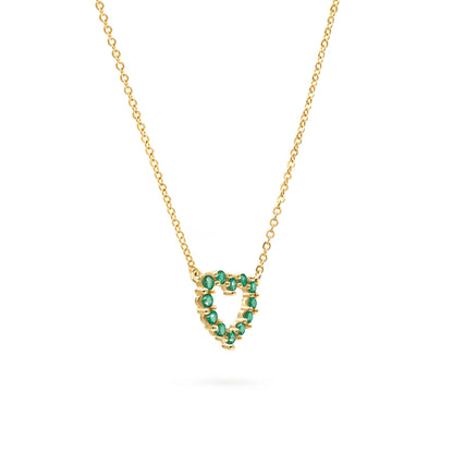 Rosecliff Small Heart Emerald Necklace in 14k Gold (May)