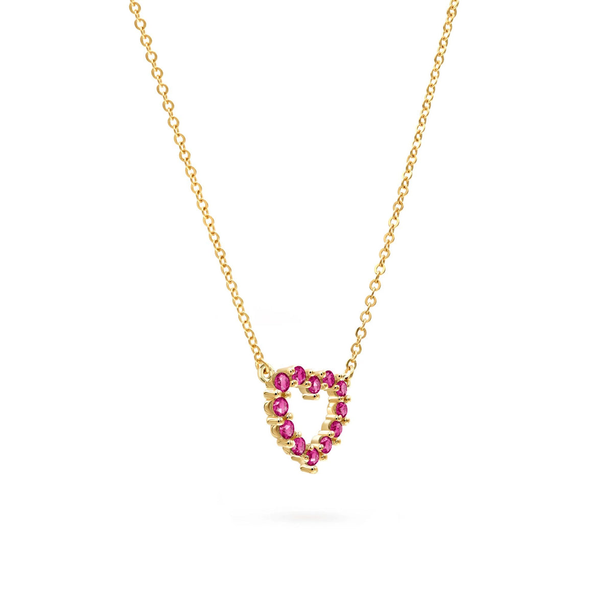Rosecliff Small Heart Ruby Necklace in 14k Gold (July)