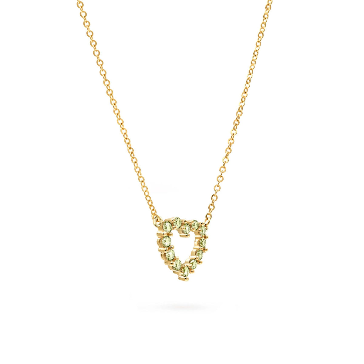Rosecliff Small Heart Peridot Necklace in 14k Gold (August)