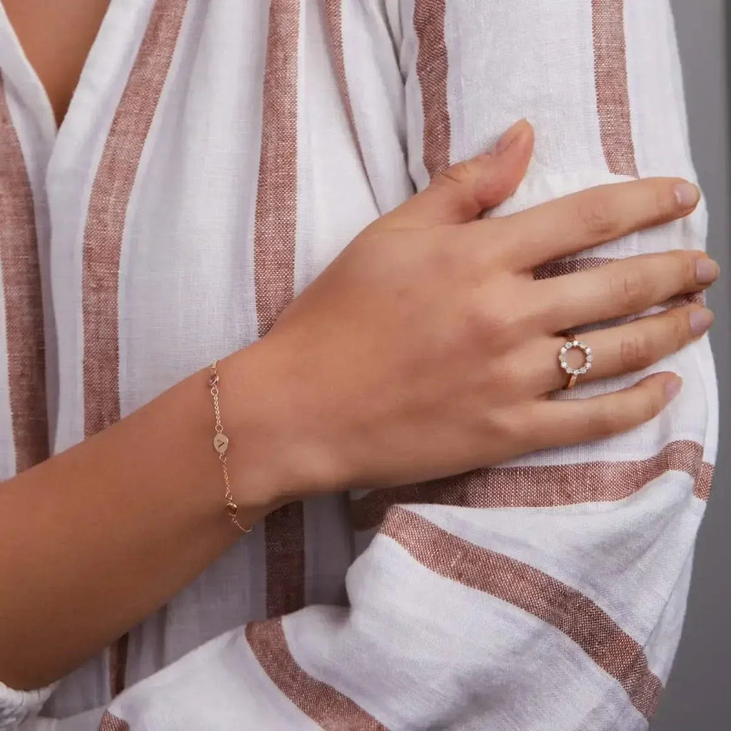 Rosecliff Small Circle Diamond & Opal Ring in 14k Gold (October)