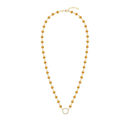 Rosecliff Diamond Small Circle & Newport Citrine Necklace in 14k Gold (November)