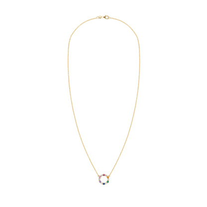 Rainbow Rosecliff Small Circle Necklace with Diamonds in 14k Gold