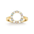 Rosecliff Small Circle Diamond & Opal Ring in 14k Gold (October)