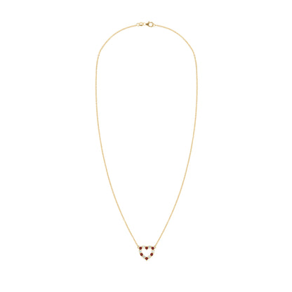 Rosecliff Small Heart Diamond & Garnet Necklace in 14k Gold (January)