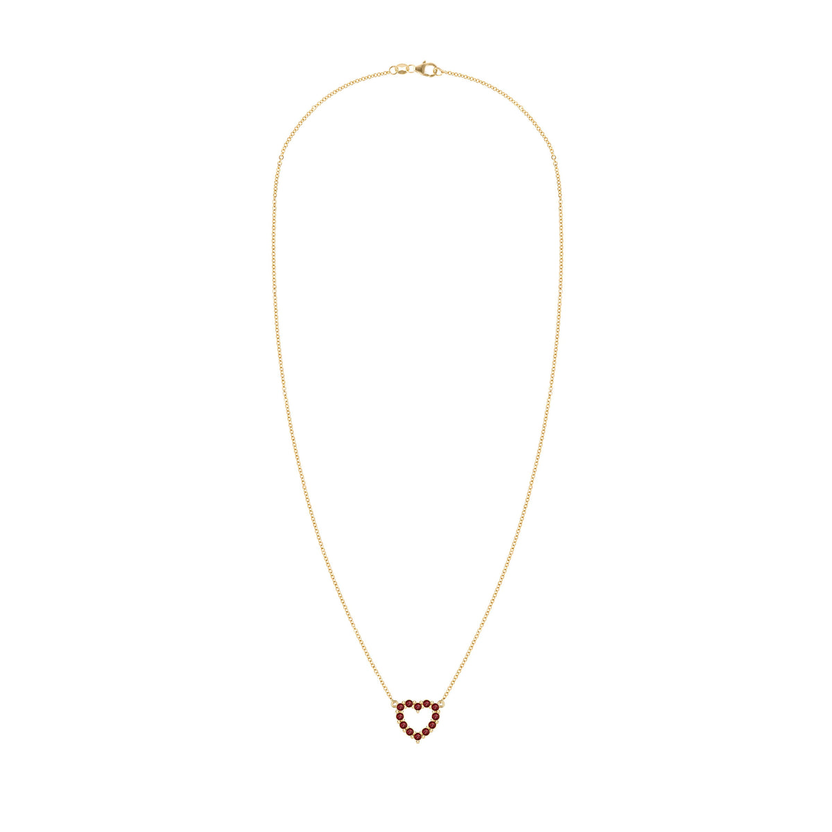 Rosecliff Small Heart Garnet Necklace in 14k Gold (January)