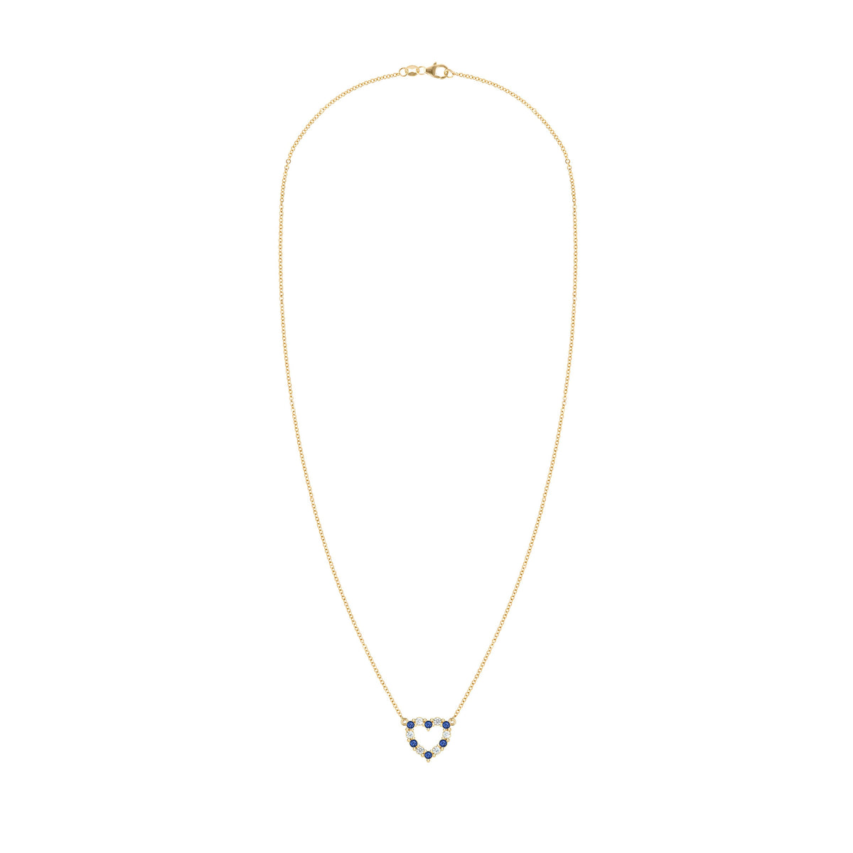 Rosecliff Small Heart Diamond & Sapphire Necklace in 14k Gold (September)